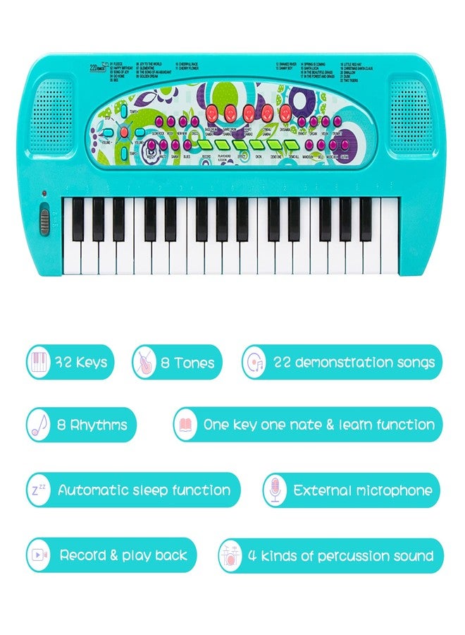 Raimy Mini Keyboard Piano for Kids, 32 Keys Portable Piano Early Learning Educational Electronic Music Keyboard Instrument Toys for 3 4 5 6 Year Old Boys and Girls (Blue) - Image 3